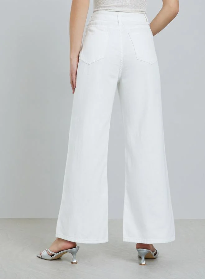 Styli  Women Wide Leg Jeans with Pockets for Women | Best Price UAE